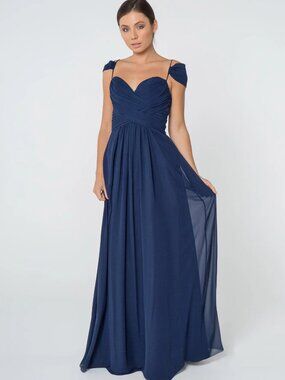 NEW NAVY Chiffon Sweetheart Bridesmaid Dress Floor Length GL2824